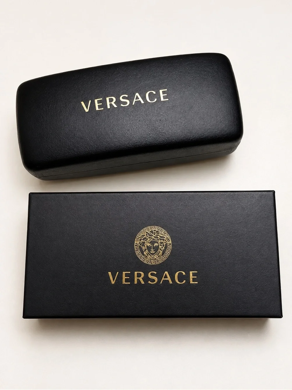 Versace Medusa Black & Gold Oversized Sunglasses w/ Case & Box